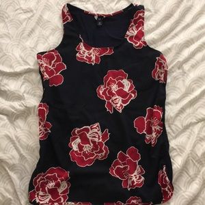 Gap sleeveless top, navy and maroon/pink